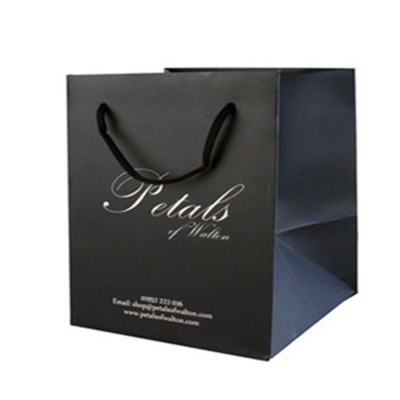 Luxury customized logo printed hard cardboard paper bag black